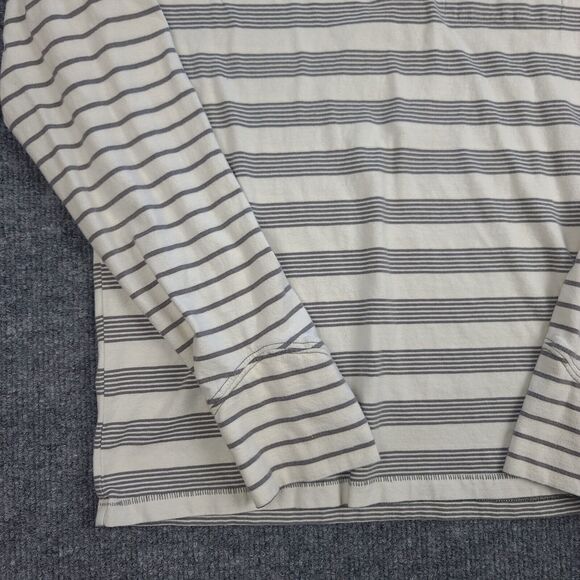 7 For All Mankind Beige Striped Henley Shirt Girls Large Button Neck Casual - Picture 3 of 13